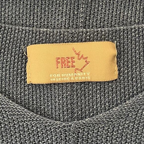 Free For Humanity Lagenlook Boxy Sweater One Size Metallic Blue Batwing Pullover - Picture 6 of 10